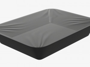 Plastic food container box tray with foil mockup 01 Modelo 3D