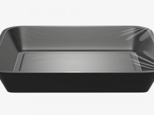 Plastic food container box tray with foil mockup 01 Modelo 3D
