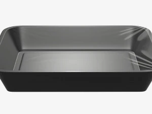 Maqueta de bandeja de caja de contenedor de comida de pl&aacute;stico con papel de aluminio 01 Modelo 3D