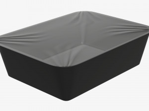 Plastic food container box tray with foil mockup 02 Model 3D