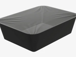 Plastic food container box tray with foil mockup 02 3D Model