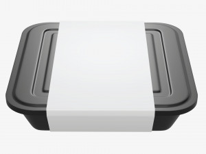 Plastic food container box tray with label mockup 01 Modelo 3D