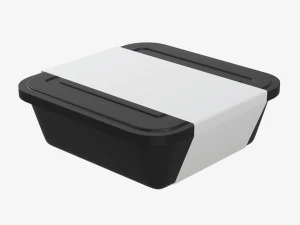 Plastikowa taca na pojemniki na żywność z makietą etykiety 02 Model 3D