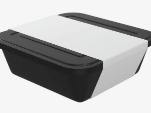 Plastic food container box tray with label mockup 02 3D Model