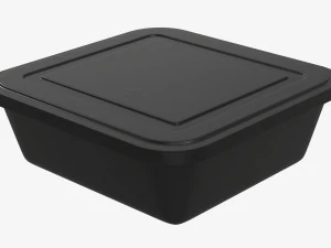 Plastic food container box tray with label mockup 02 3D Model