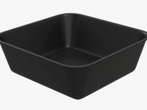 Plastic food container box tray with label mockup 02 3D Model