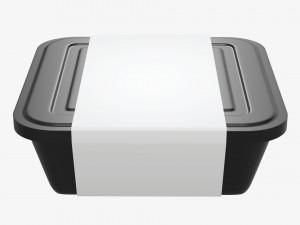 Plastic food container box tray with label mockup 02 Model 3D