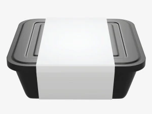 Plastic food container box tray with label mockup 02 3D Model