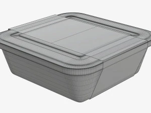 Plastic food container box tray with label mockup 02 3D Model