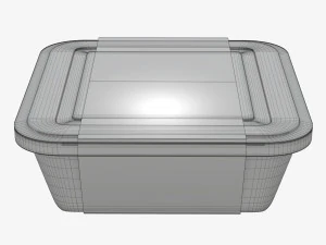 Plastic food container box tray with label mockup 02 3D Model