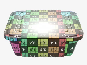 Plastic food container box tray with label mockup 02 3D Model