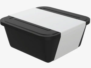 Plastic food container box tray with label mockup 03 3D Model