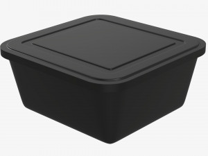 Plastic food container box tray with label mockup 03 Modelo 3D