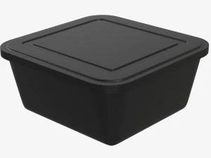Plastic food container box tray with label mockup 03 3D Model