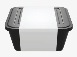 Plastic food container box tray with label mockup 03 3D Model