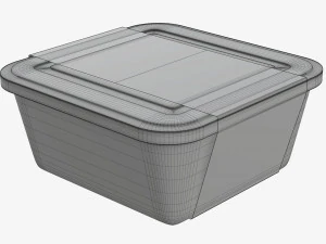Plastic food container box tray with label mockup 03 3D Model