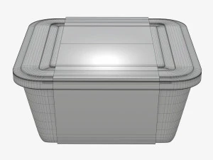 Plastic food container box tray with label mockup 03 3D Model