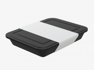 Plastic food container box tray with label mockup 04 Modelo 3D
