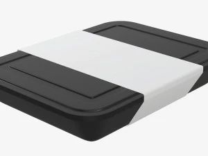 Plastic food container box tray with label mockup 04 3D Model