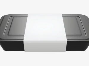 Plastic food container box tray with label mockup 04 3D Model
