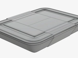 Plastic food container box tray with label mockup 04 3D Model