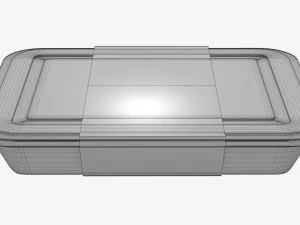 Plastic food container box tray with label mockup 04 3D Model