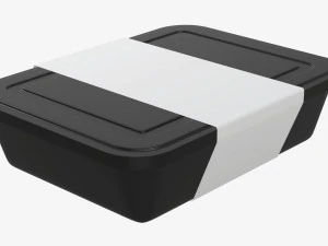 Plastic food container box tray with label mockup 05 3D Model