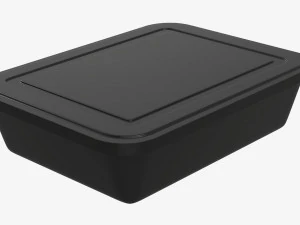 Plastic food container box tray with label mockup 05 3D Model