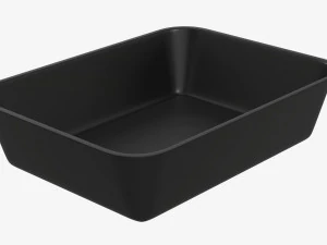 Plastic food container box tray with label mockup 05 3D Model