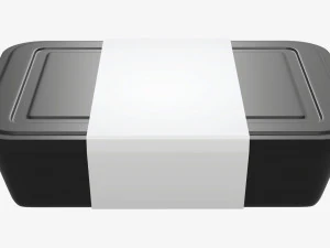 Plastic food container box tray with label mockup 05 3D Model