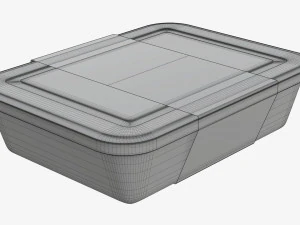 Plastic food container box tray with label mockup 05 3D Model