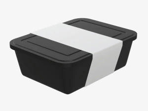 Baki kotak wadah makanan plastik dengan label mockup 06 Model 3D