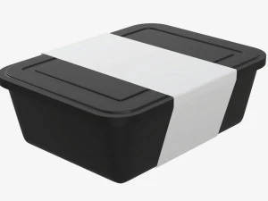 Maqueta de bandeja de caja de contenedor de comida de pl&aacute;stico con etiqueta 06 Modelo 3D