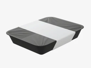 Plastikowa taca na pojemniki na żywność z makietą etykiety 07 Model 3D