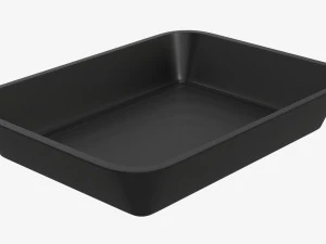 Plastic food container box tray with label mockup 07 3D Model