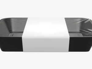 Plastic food container box tray with label mockup 07 3D Model