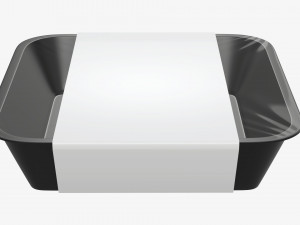 Plastic food container box tray with label mockup 09 3D Model