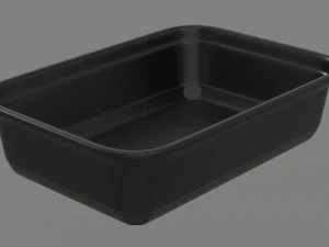 Plastic food container box tray with label mockup 16 3D Model