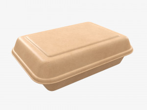Take-out lunch cardboard box 01 closed 3D Model