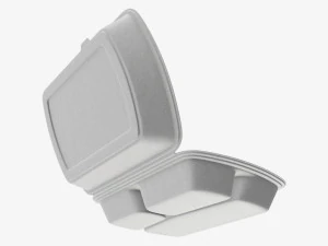 Take-out lunch polystyrene box 02 3D Model