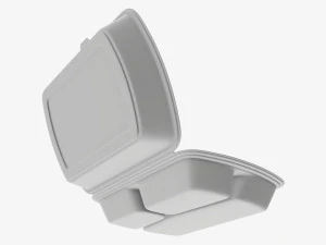 Take-out lunch polystyrene box 02 3D Model