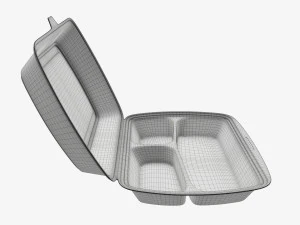 Take-out lunch polystyrene box 02 3D Model