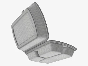 Take-out lunch polystyrene box 02 3D Model