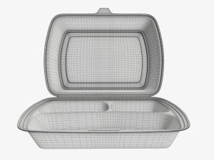 Take-out lunch polystyrene box 02 3D Model
