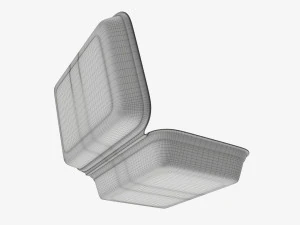 Take-out lunch polystyrene box 03 3D Model
