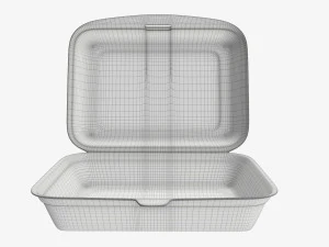 Take-out lunch polystyrene box 03 3D Model