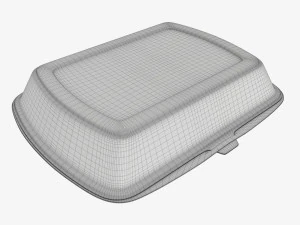 Take-out lunch polystyrene box 04 closed 3D Model