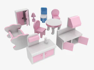 様式化されたおもちゃの家具 3Dモデル