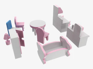 Muebles de juguete estilizados. Modelo 3D