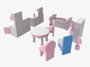 Muebles de juguete estilizados. Modelo 3D